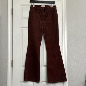 Wrangler High-Rise Fierce Flare Corduroy Jeans — Rust